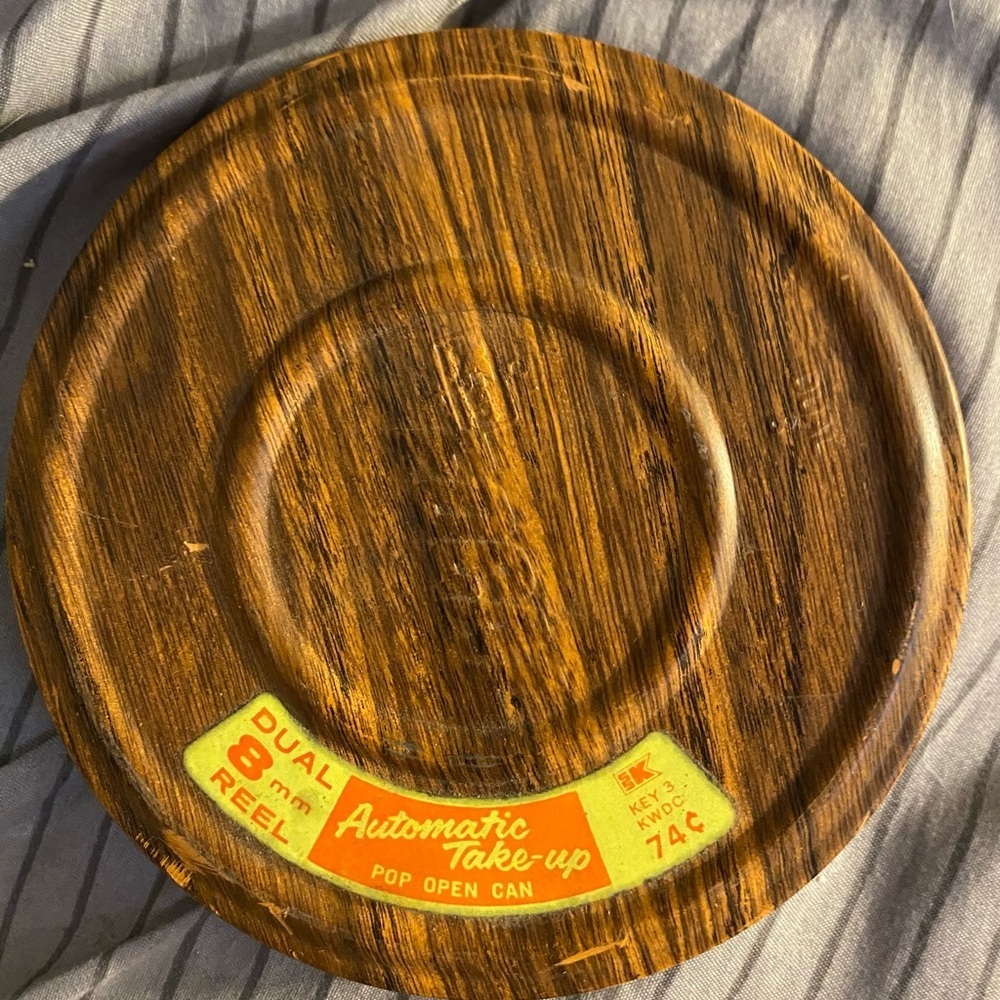 7 inch vintage 8 mm reel to reel metal wood grain case